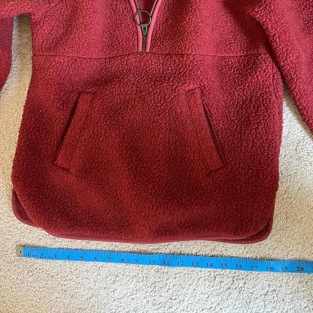 Madewell XXS Red Half-Zip Polartech Sherpa Fleece, Gently Used, Kangaroo Pocket - Picture 2 of 10